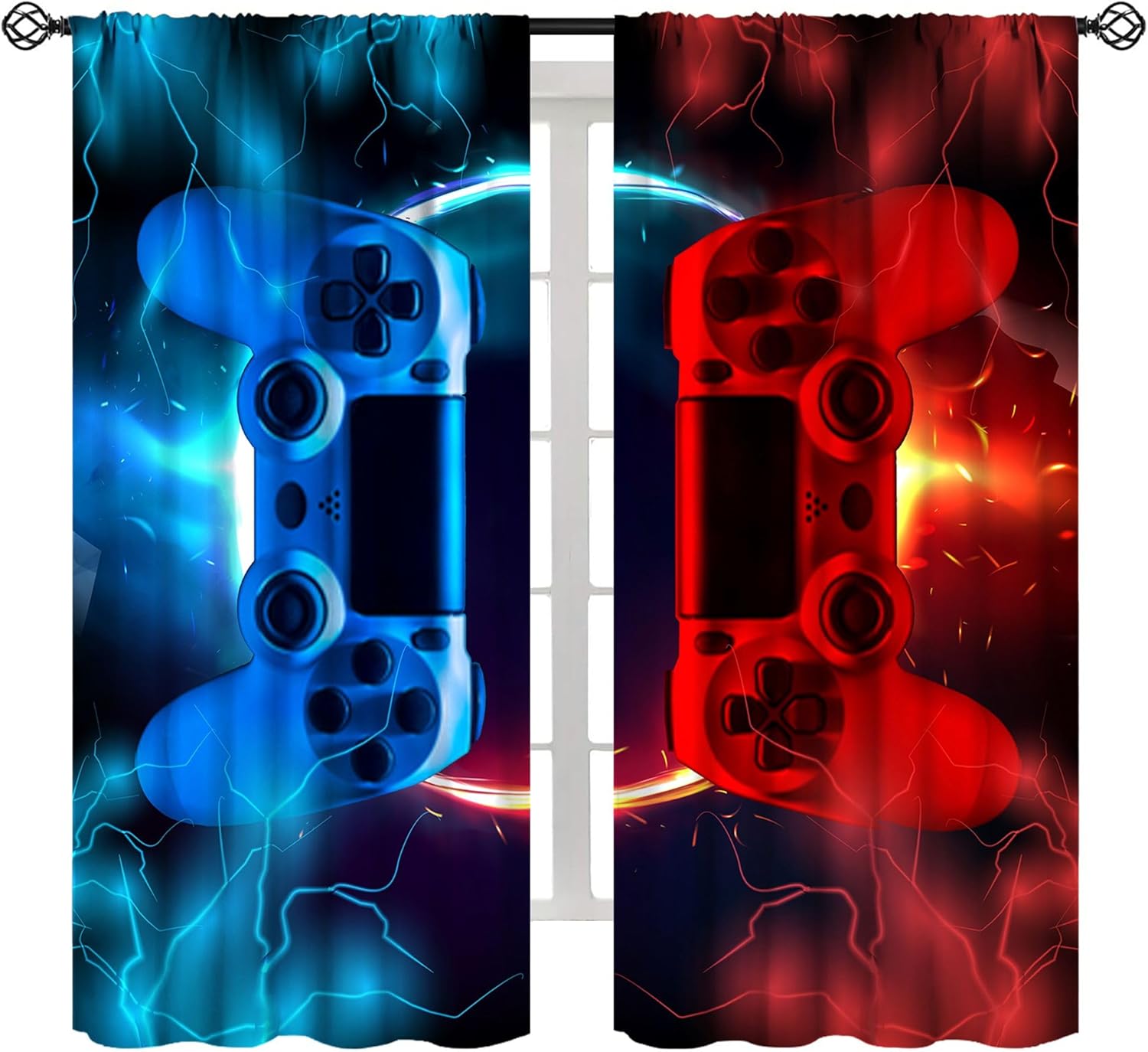Gaming Curtain Blue Red Arcade - Gaming Console Cafe recension och pris