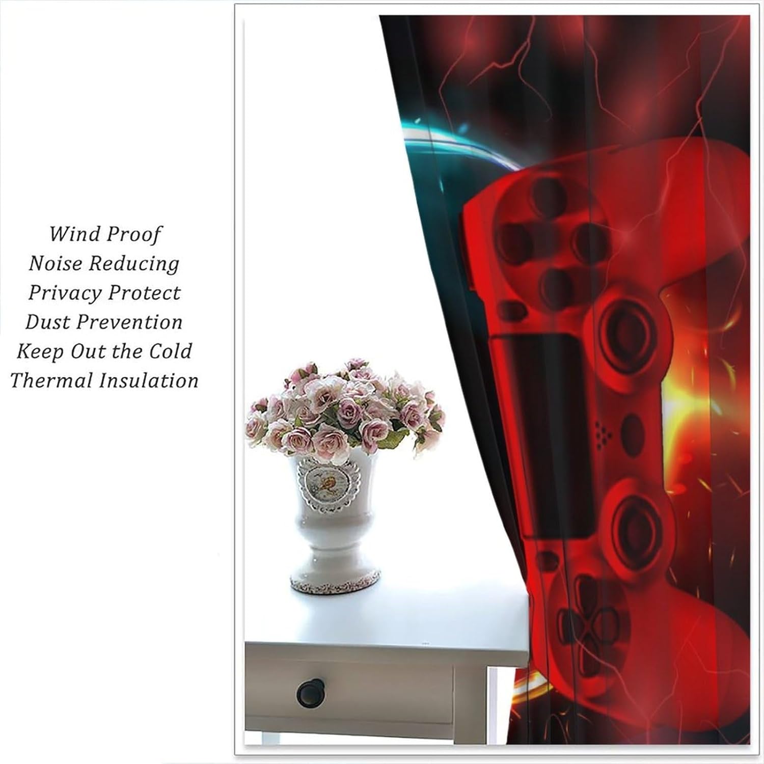 Gaming Curtain Blue Red Arcade - Gaming Console Cafe recension och pris