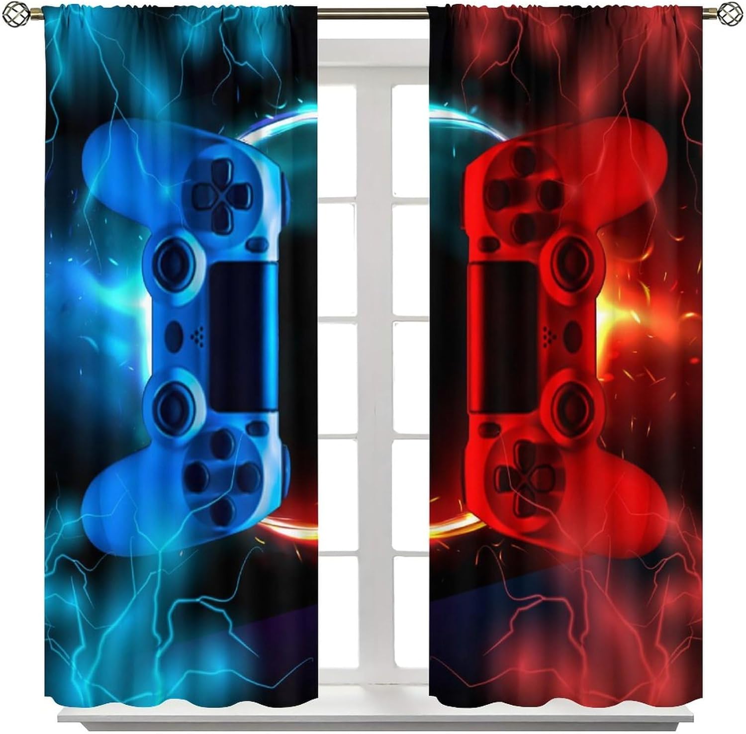 Gaming Curtain Blue Red Arcade - Gaming Console Cafe recension och pris
